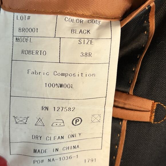 Paul Betenly Men's 38R Sport Coat Roberto 2-Button 100% Wool Filarte Black - Picture 8 of 9